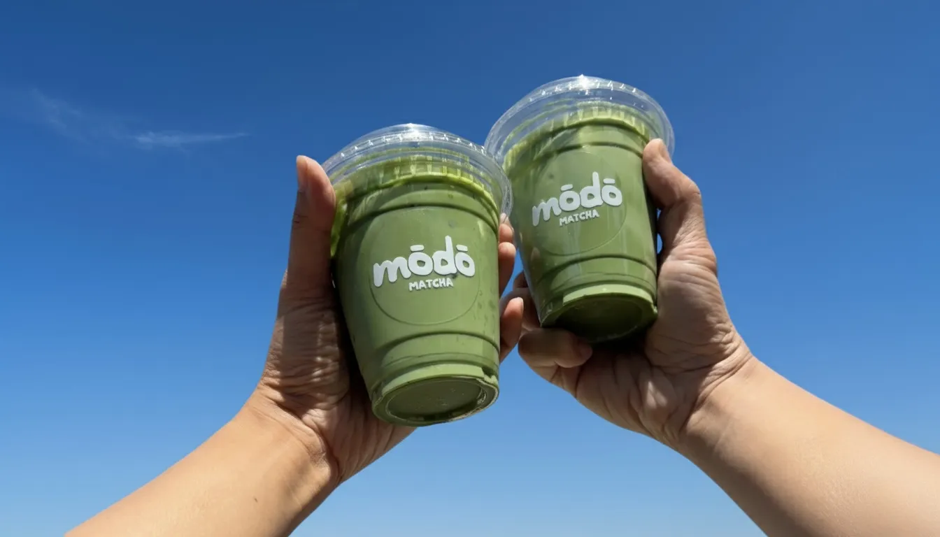 Enjoying vibrant green matcha lattes at a matcha catering Orange County event